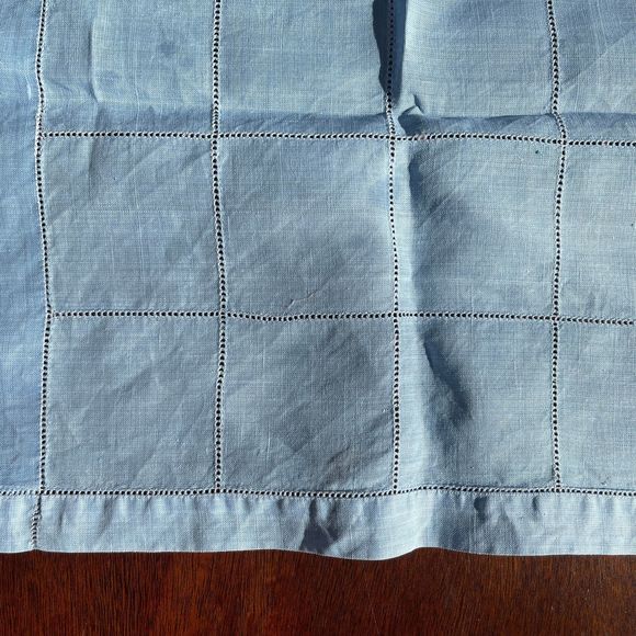 LOT of 3 Vintage Organza Linen Pale Blue Tea Towel & Tablecloth - Picture 7 of 10